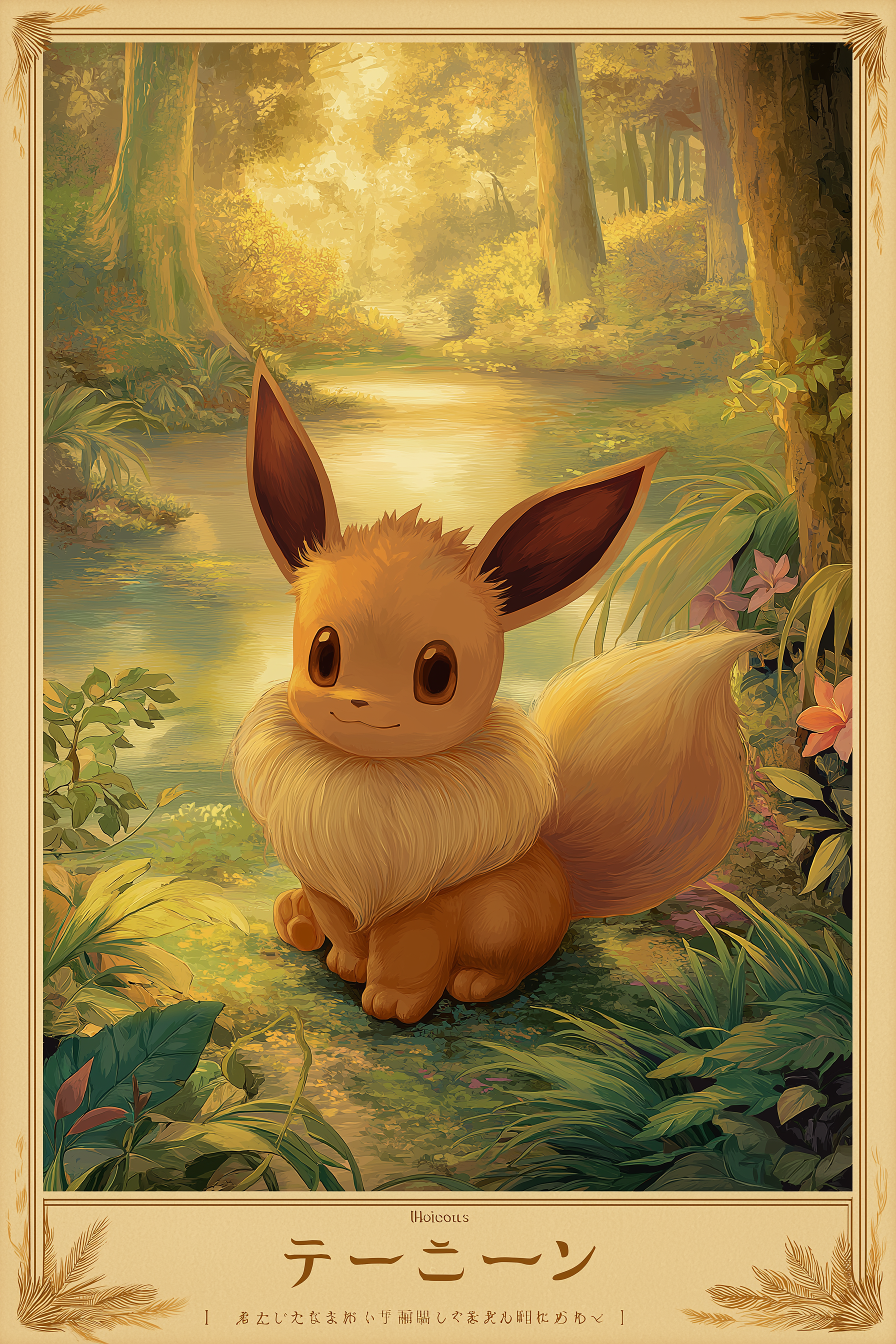 Cute Japanese Eevee A2 Poster