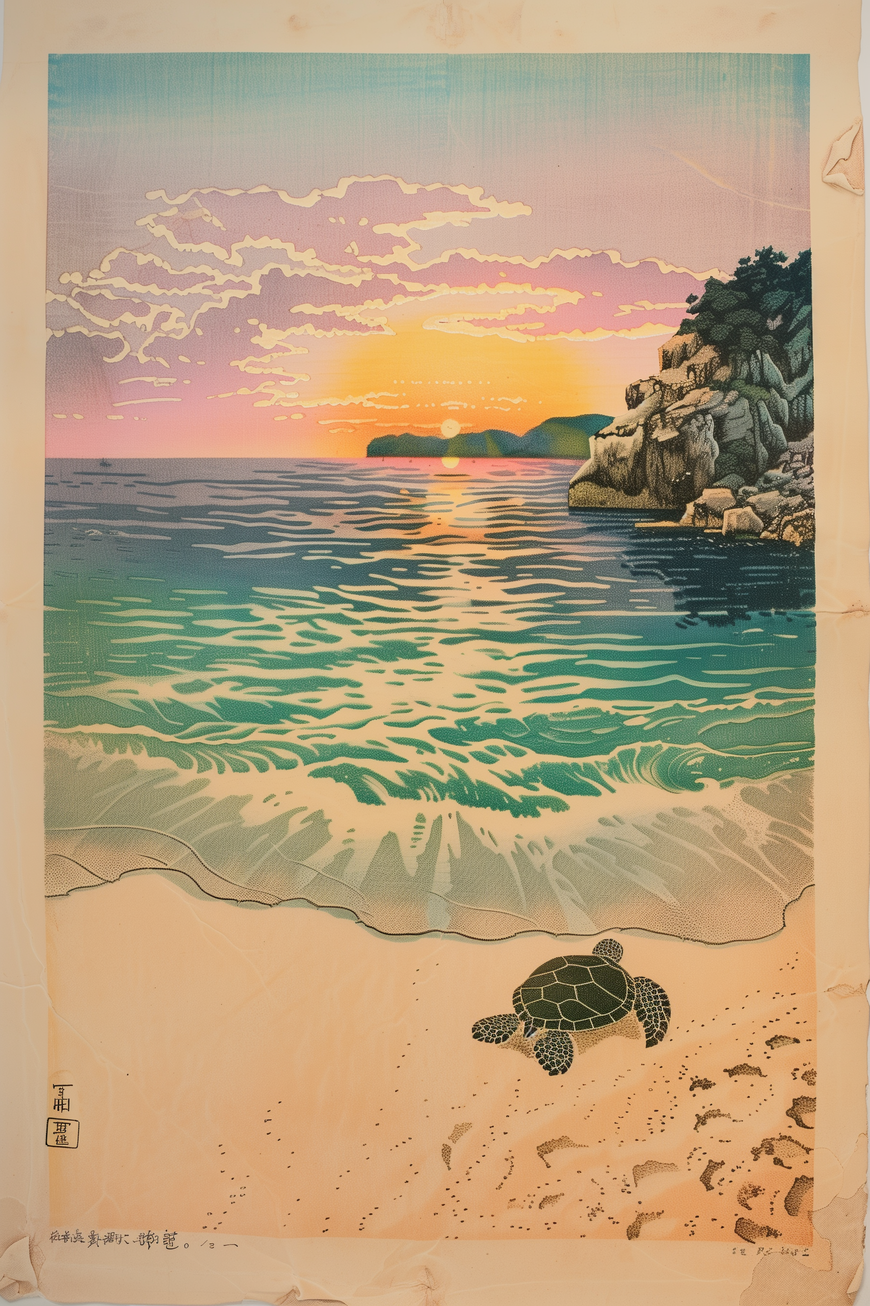 🐢 Vintage Turtle Beach Poster 🐢