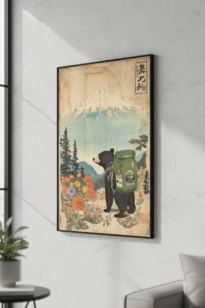 🐻 Vintage Bear Hiker Poster 🐻