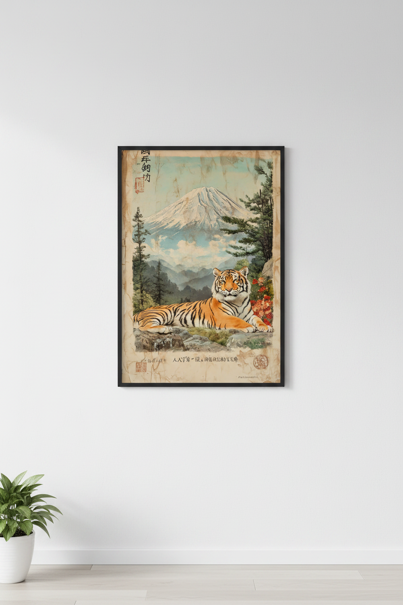🐅Vintage Tiger Mount Fuji Poster🐅
