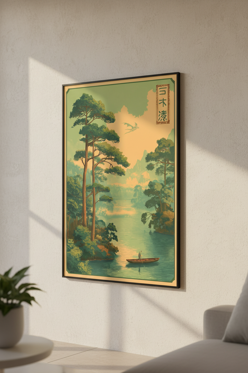 Japanese Peaceful Scenic View A2 Poster