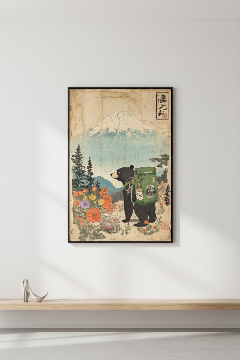 🐻 Vintage Bear Hiker Poster 🐻