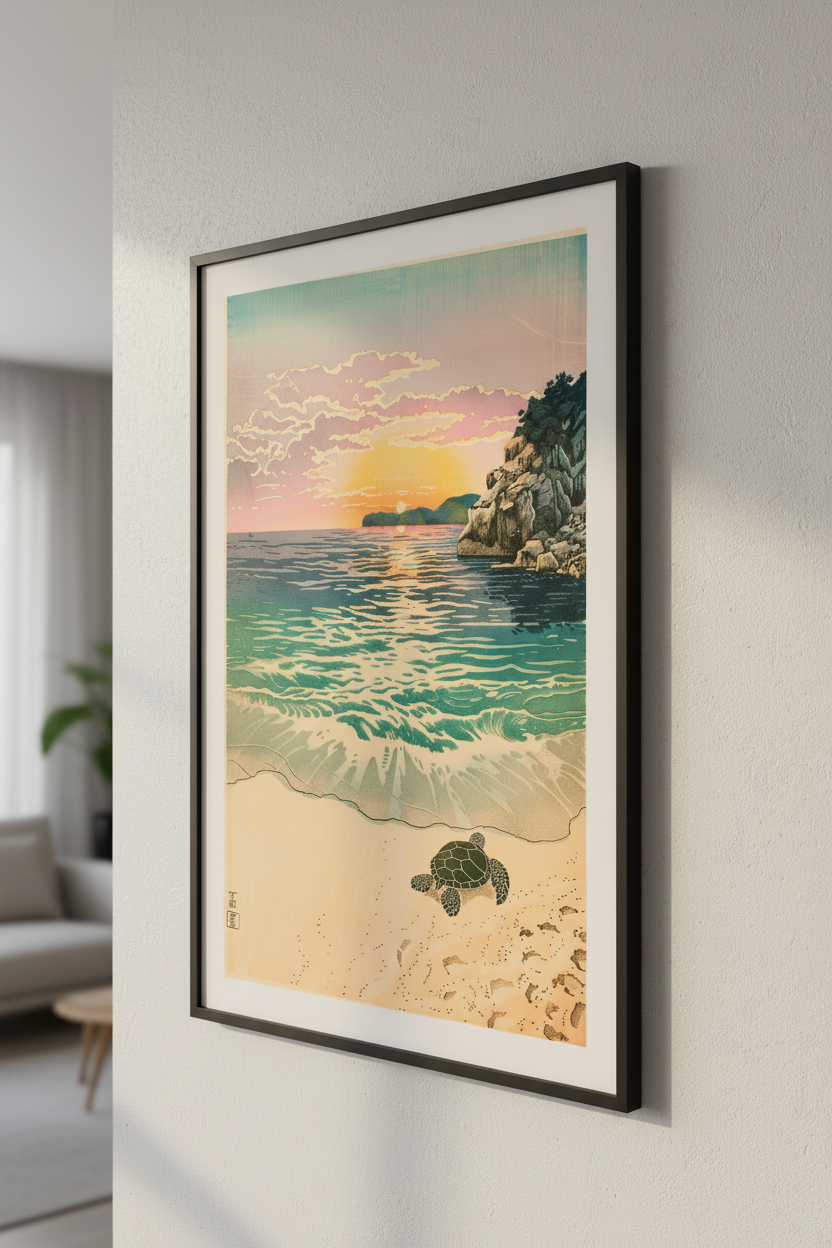 🐢 Vintage Turtle Beach Poster 🐢