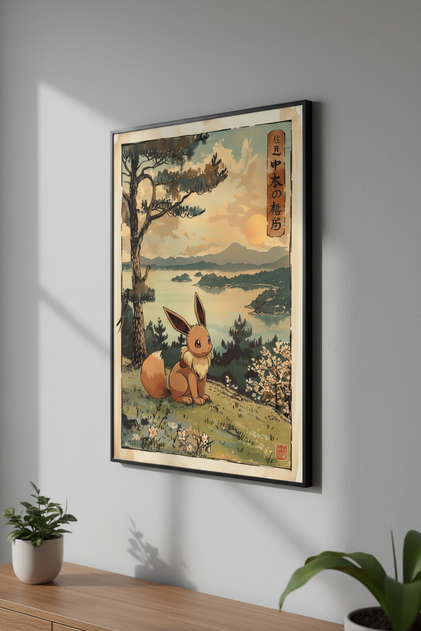 Vintage Eevee Sunset Poster