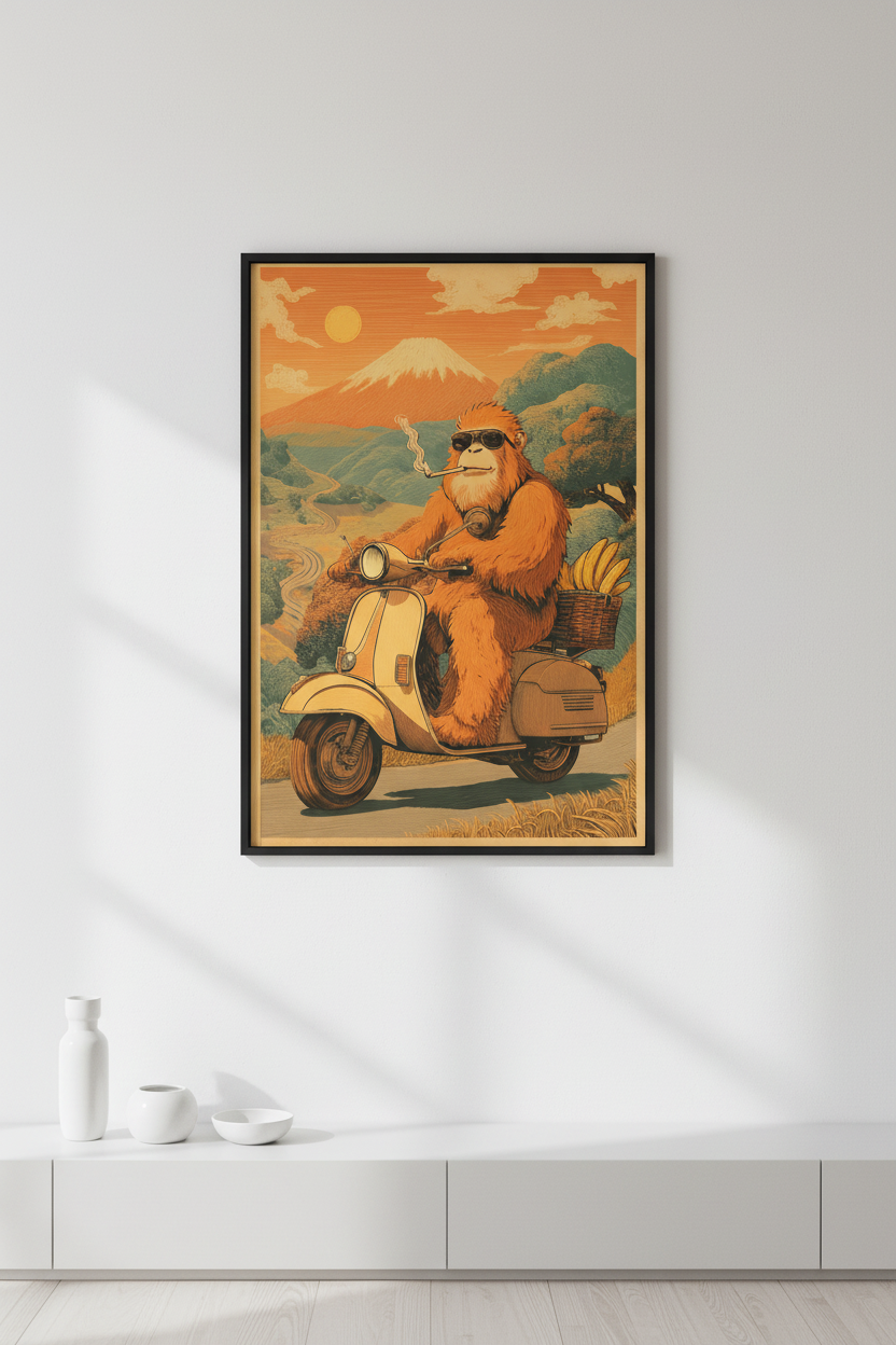 🛵 Vintage Oranguru Scooter Poster 🛵