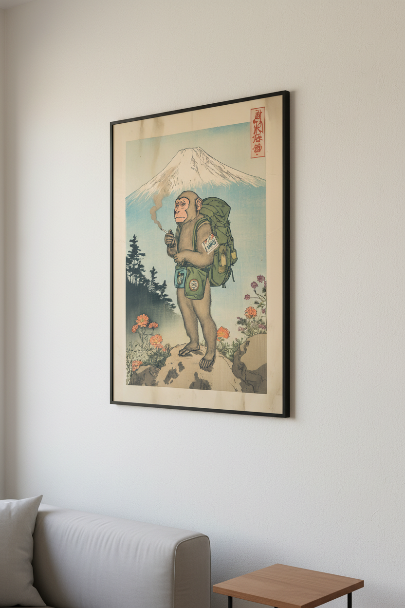 🐒 Vintage Monkey Hiker Poster 🐒