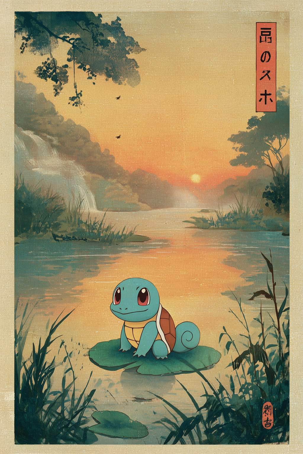 🌊 Vintage LillyPad Squirtle Poster 🌊