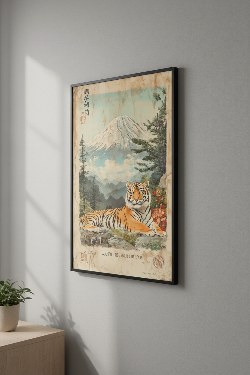 🐅Vintage Tiger Mount Fuji Poster🐅