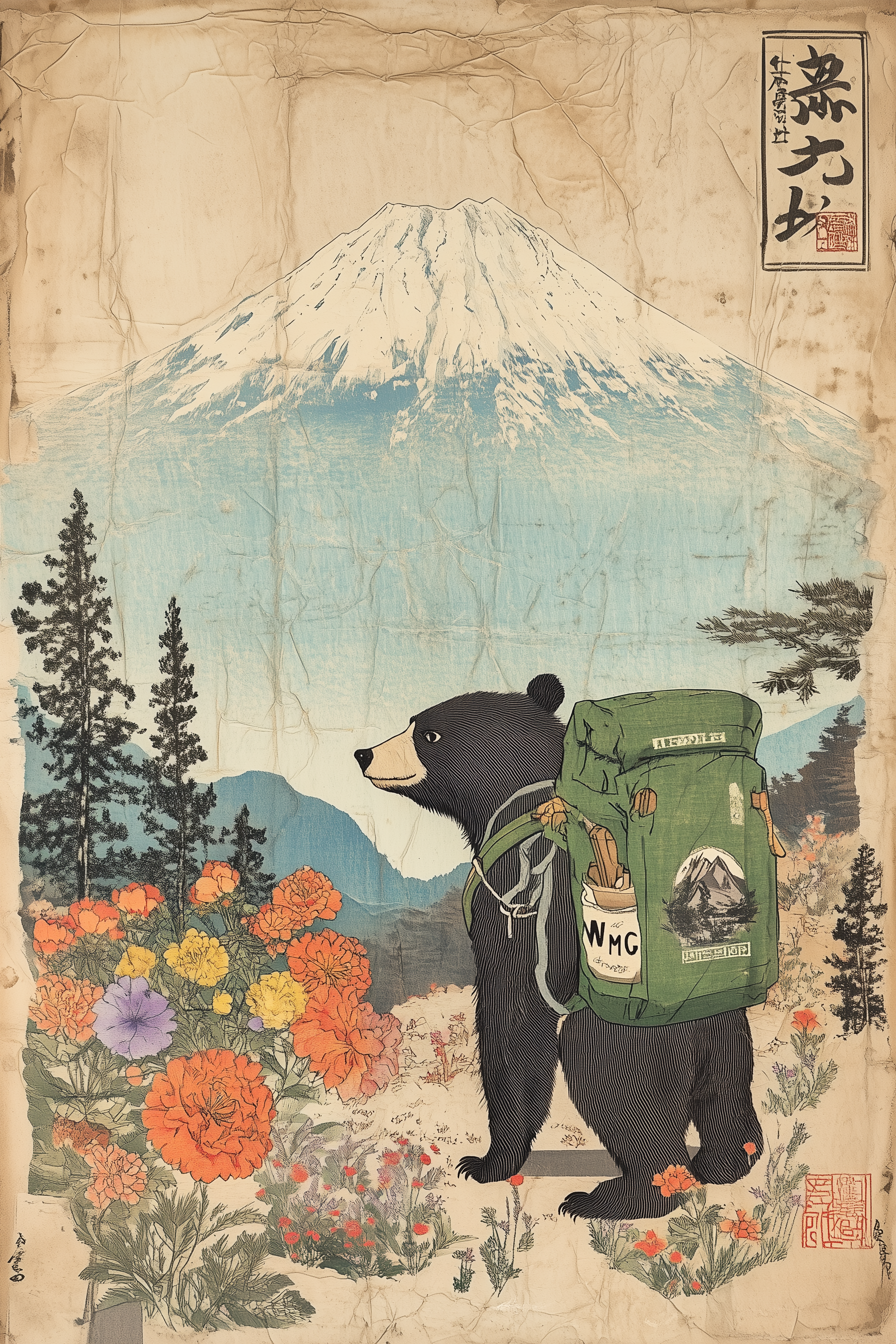 🐻 Vintage Bear Hiker Poster 🐻