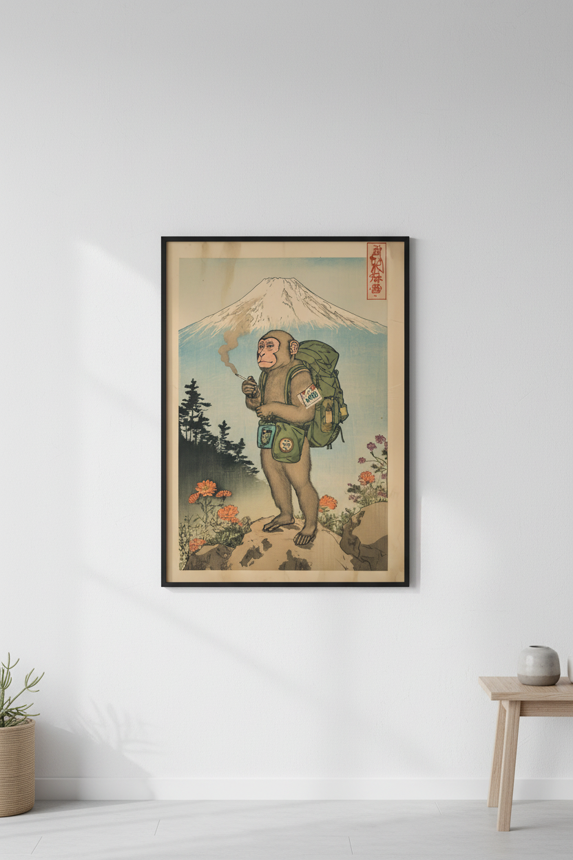 🐒 Vintage Monkey Hiker Poster 🐒