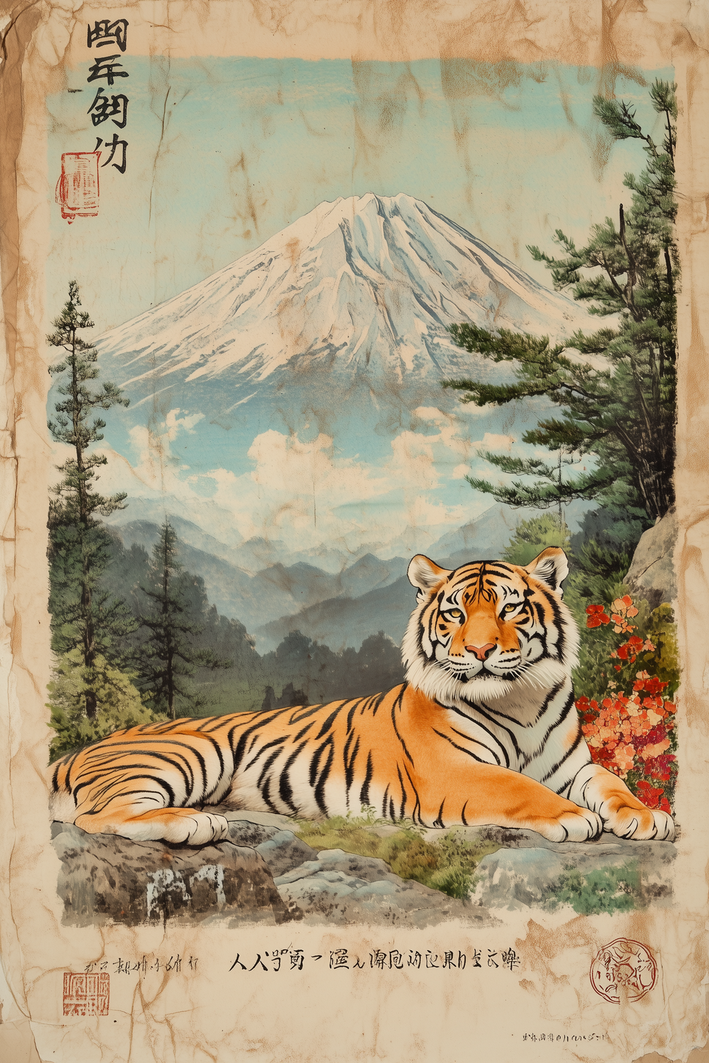 🐅Vintage Tiger Mount Fuji Poster🐅
